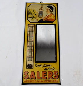 SUPERBE GLACOIDE THERMOMETRE MIROIR PUBLICITAIRE SALERS APERITIF A LA GENTIANE - Picture 1 of 5