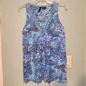 New Directions Damen XL Burnout Blumen Top Rüschen V-Ausschnitt Bluse Tie Back Tank - Bild 1 von 5