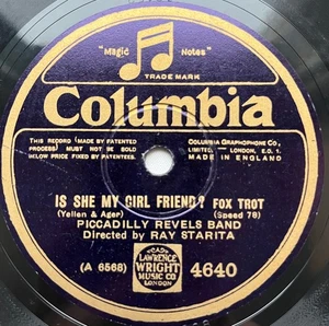 78rpm PICCADILLY REVELS BAND R. STARITA Is She my Girl Friend / Persian Rosebud  - Bild 1 von 4