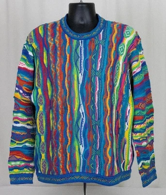 Vintage 90's COOGI 3D 100% Cotton COLORFUL Knitted Cosby Crew Neck SWEATER L - Image 1 of 4