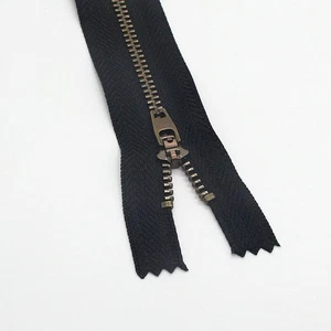 6 PCS Black 8 5 Antique Brass Metal Zipper, Close End, Jeans Zippers, Sewing - Picture 1 of 7