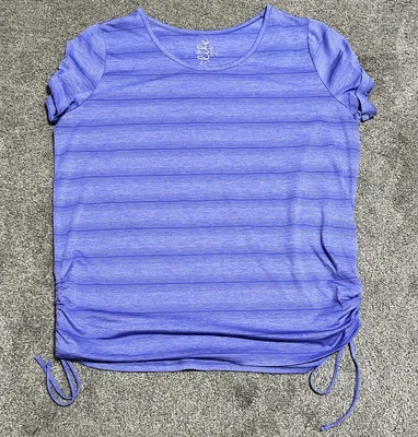 HECHA para mujer LIFE XL púrpura manga corta camisa a rayas lados ceñidos Foto 1 de 3