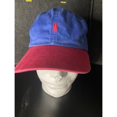 Polo Ralph Lauren Baseball Cap Blue Red Pony Logo Adjustable Cotton Rare! - Image 1 of 4