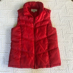 Vintage Merona Red Puffer Vest Women’s Small Y2K Zip Up Retro Indie - Picture 1 of 8