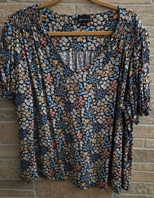Jones New York Womens Plus Size Floral Print V-Neck Blouse Top 3x - Image 1 of 4