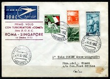 G179-18 ITALIA REPUBBLICA 1952 PRIMI VOLI Aerogramma da Ciampino 14.10.1952 a Il