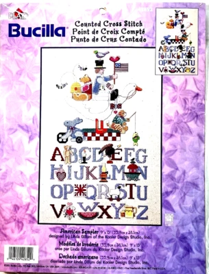 Kit de costura vintage 2001 Bucilla punto de cruz de 14 quilates MUESTREADOR AMERICANO Foto 1 de 4