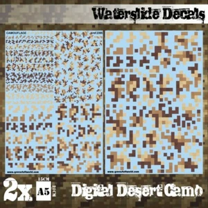 Green Stuff World Decal sheets - DIGITAL DESERT OCHRES CAMO New - Picture 1 of 1