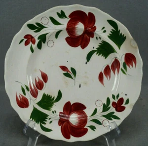 Marked Adams Rose Hand Painted Pearlware 8 5/8 Inch Plate C. 1830-1840s B - Picture 1 of 12