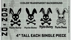 🦎 4-teiliges Psycho Bunny Alt Design Bügelset - HTV | je 4 Zoll groß 🦎 - Bild 1 von 1