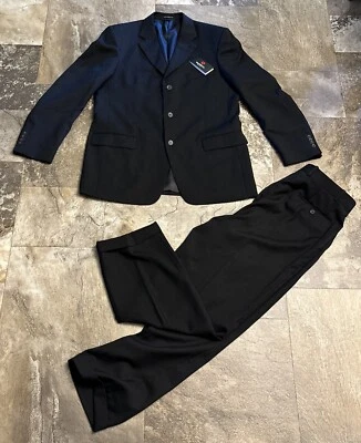 Nuevo con etiquetas Traje de Hombre Raspinni Deluxe Lana Negro 2 piezas 44L / 38L x 32 NUEVO Foto 1 de 4