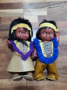 Regal Canada Native American Doll vinyl faux leather clothing Soft plastic Vtg - Picture 1 of 16