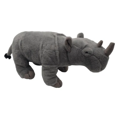 Adventure Planet Realistic Rhino 长毛绒 15 英寸灰色填充动物玩具 — 第 1/4 张图片