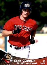 2009 Billings Mustangs Grandstand 6 Sean Conner Lake Worth Florida Baseball Card