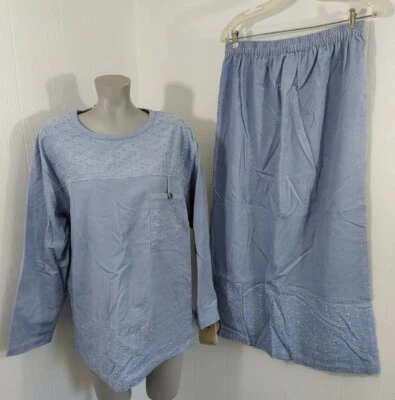 Sweet Jessie Periwinkle Blue Corduroy Eyelet Suit Skirt & Top Size XL NWT  Foto 1 de 4