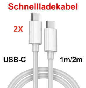 2*Ladekabel USB-C auf USB-C Schnellladekabel Daten 1m 2m Handy Smartphone Tablet - Bild 1 von 12