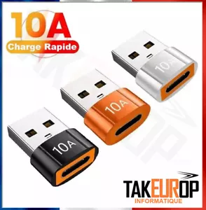 10A Charge Rapide USB 3.0 Adaptateur de Câble USB Type-C Femelle VERS USB Mâle - Imagen 1 de 7