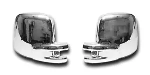 2 SIDE CHROME DECORS POLISHED WING MIRROR COVERS FOR VW T4 TRANSPORTER 95-03 LHD - Picture 1 of 5