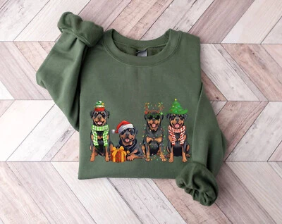 Rottweiler Christmas Sweatshirt, Cute Dog Lover Holiday Gift, Rottweiler Mom Tee - Image 1 of 4