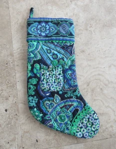 Vera Bradley Weihnachtsstrumpf, Blue Rhapsody, Neu ohne Etikett, Paisley - Bild 1 von 2