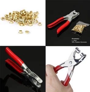 Grommet Eyelet Setting Setter Pliers Tool Set for Bags Shoes Leather Punch Belt - Picture 1 of 8