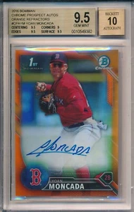 Yoan Moncada Auto/25 REFRACTOR NARANJA 2016 1st Bowman Chrome Pros BGS 9.5 10 - Imagen 1 de 2