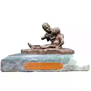 Brotherly Love Bronze Sculpture On Marble Base Life Outreach International 2001 - Picture 1 of 10