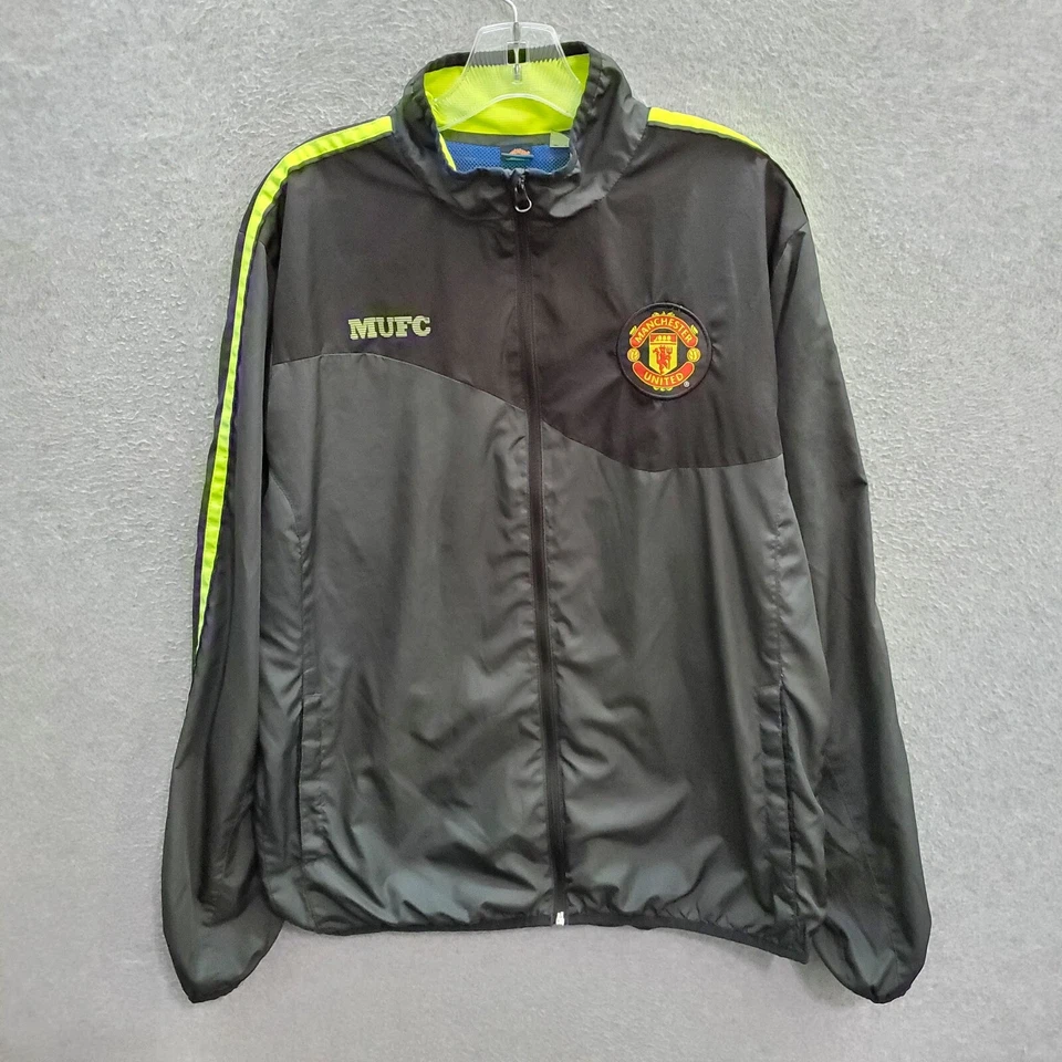 Manchester United Men Jacket Medium Gray Colorblock Windbreaker Logo READ - Image 1 of 4