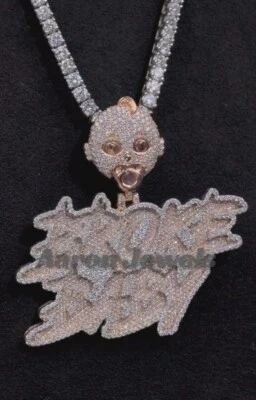 Men's 13.47ct MOISSANITE ANY NAME Custom Pendant REAL 925 Silver Passes Tester - Image 1 of 4