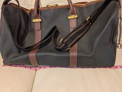 Correa larga de fin de semana de lona recubierta recortada de cuero Dunhill. Vintage en muy buen estado Foto 1 de 4