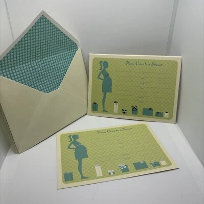9 Tarjetas de Felicitación Americanas Colección Diseñador Baby Shower Invitaciones Verde Foto 1 de 4