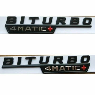 Emblemas BITURBO 4MATIC+ negro mate para C43 E43 GLC43 GLE43 AMG Foto 1 de 2