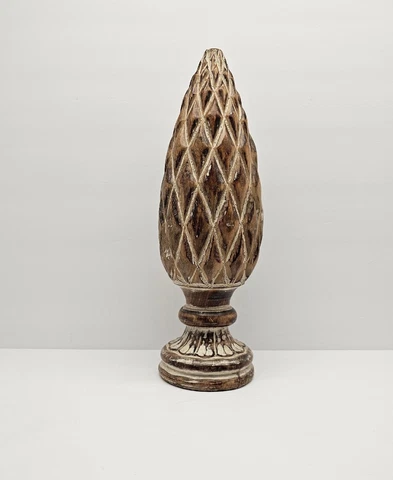 Vintage Carved Wood Artichoke/Pineapple/Pinecone Finial Architectural Home Décor Cover
