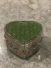 Heart Shaped Trinket Box Velvet Lined Marbled Inset Hinged Lid 2.75 x 2.5 x 1.25