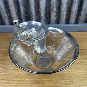 VTG MCM Georges Briard Chip & Dip Bowl Serving Silver Floral Toothpick Holder - Picture 1 of 14