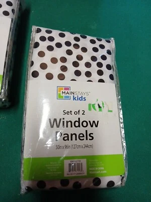 Paneles de ventana transparentes Mainstays Kids - Juego de 2 - Punto blanco y negro - Nuevos  Foto 1 de 4