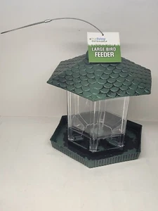 Green Plastic Songbird Lantern Wild Bird Hopper Feeder - Picture 1 of 3