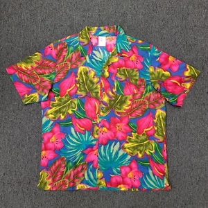 Vintage Appel Uniform XL Kurzarm Button Down Floral/Tropical Made in USA Hemd - Bild 1 von 4