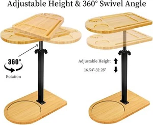 Bath Tub Caddy Tray Side Table Phone Holder Shelf Rotatable Height Adjustable - Picture 1 of 7