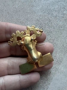 Vintage Brosche Anstecknadel Gold Frosch GC präkolumbianische Reproduktion ?  3-D Lesen C7 - Bild 1 von 13