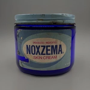 Vintage 10 Ounce Cobalt Blue  Noczema  Jar With Lid Empty Of Contents - Picture 1 of 12