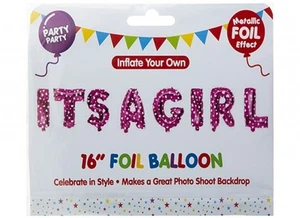 Pink 16" It's A Girl Foil Party Balloon Letters Decoration Baby Shower Gender - Picture 1 of 1