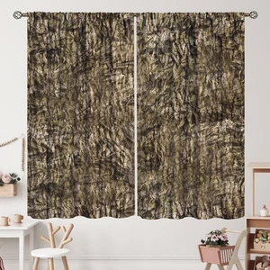 Camo Curtains Oak Wood Mossy Forest Camouflage Pattern Curtain with Rod Pocke... - Bild 1 von 7