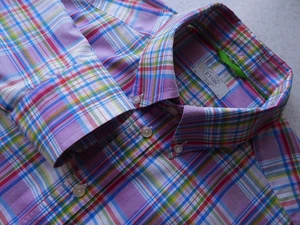 Eton Slim Check Shirt Size 41/16 Pink Blue Red Pocket - Picture 1 of 8