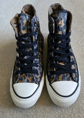 Scarpe da ginnastica Converse Chuck Taylor All Star con zip laterale nere/leopardate: UK 3,5 nuove con scatola - Immagine 1 di 4