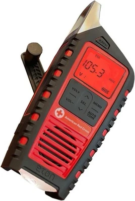 Radio de emergencia de manivela manual Eton Odyssey, solar, NOAA, Bluetooth, linterna, roja Foto 1 de 4