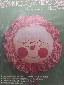 Hazel's Needlework Kaboodles Mrs Santa Applique Embroidery Pillow Kit Vintage - Picture 1 of 5