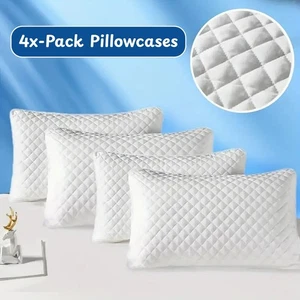 Pack de 2 4 pares de fundas protectoras de almohada suaves acolchadas 100 % algodón con cremallera - Imagen 1 de 48