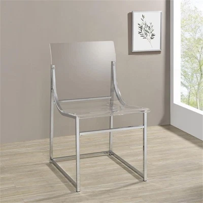 Silla auxiliar de comedor acrílica con base metálica Coaster en transparente y cromo Foto 1 de 4