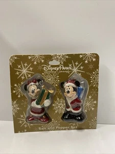 VNTG Disney Mickey Minnie Christmas Ceramic Salt And Pepper Shaker Set - Picture 1 of 20